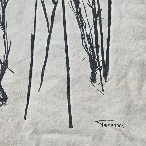 Tamarack Vintage Print Upcycled MCM Blanket Quilt Red Yellow Handmade Bright Art - Picture 9 of 9